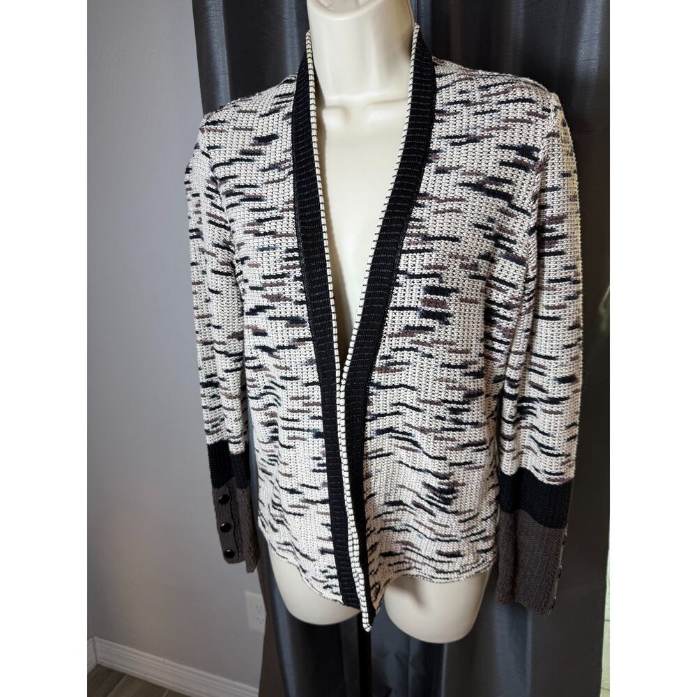 Nic & Zoe Women's Small Mix Knit Cardigan Button Embellishment Trendy Boho